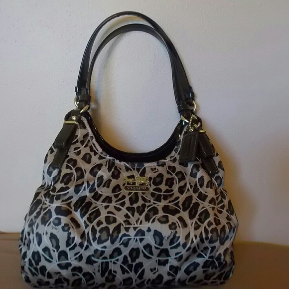 Coach Handbags - Coach Gold/Browns Madison Ocelot Op Art Shoulder